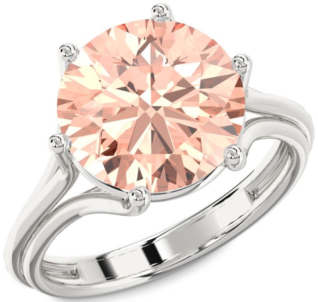 Morganite Silver Round Solitaire Engagement Ring