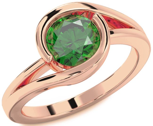 Emerald Rose Gold Round Solitaire Engagement Ring