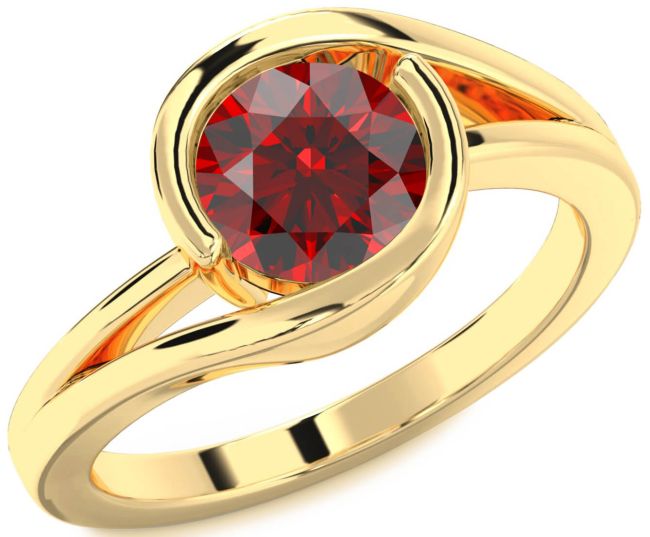 Garnet Gold Round Solitaire Engagement Ring