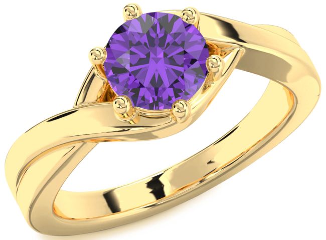 Amethyst Gold Round Solitaire Engagement Ring