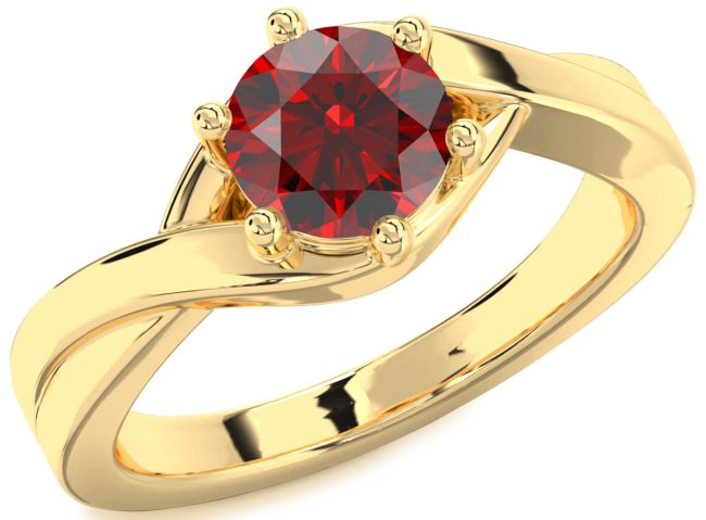 Garnet Gold Round Solitaire Engagement Ring