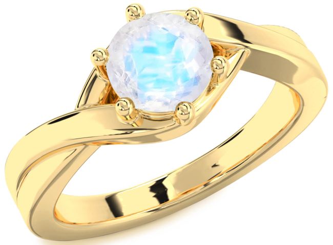 Moonstone Gold Silver Round Solitaire Engagement Ring