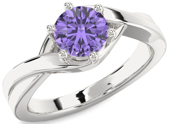 Alexandrite Silver Round Solitaire Engagement Ring