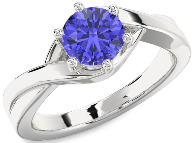 Tanzanite Silver Round Solitaire Engagement Ring