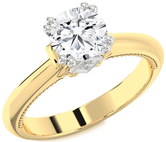Diamond White Yellow Gold Round Solitaire Engagement Ring