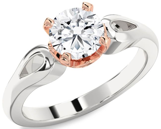Diamond Platinum & Rose Gold Round Solitaire Engagement Ring