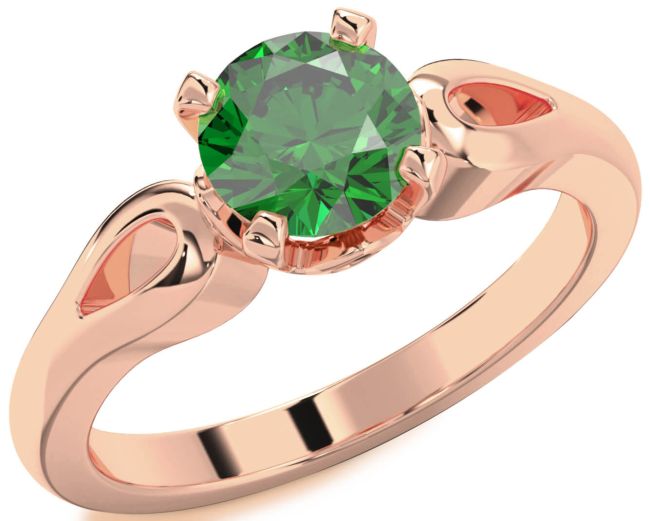 Emerald Rose Gold Round Solitaire Engagement Ring