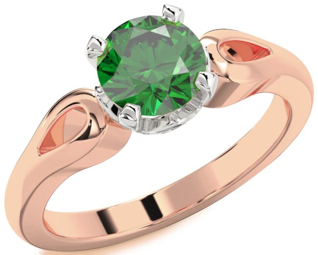 Emerald White Rose Gold Round Solitaire Engagement Ring