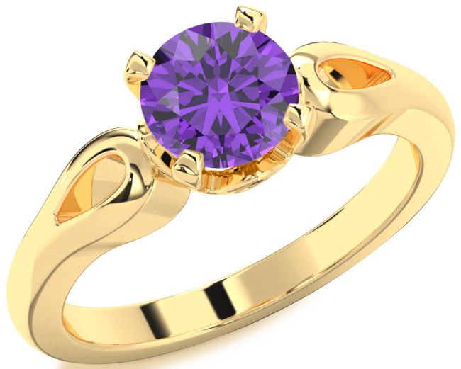 Amethyst Gold Round Solitaire Engagement Ring