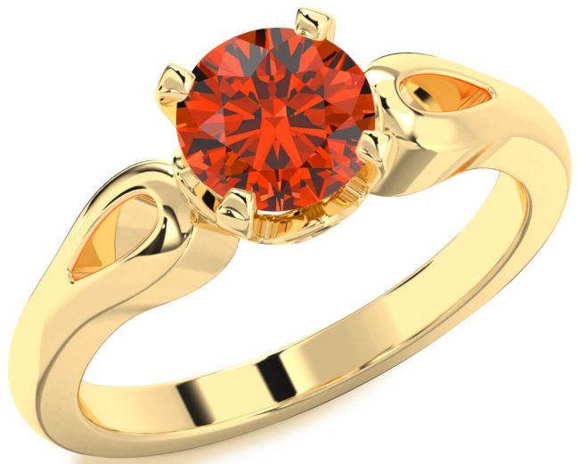 Fire Opal Gold Round Solitaire Engagement Ring