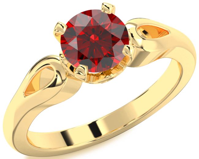 Garnet Gold Round Solitaire Engagement Ring