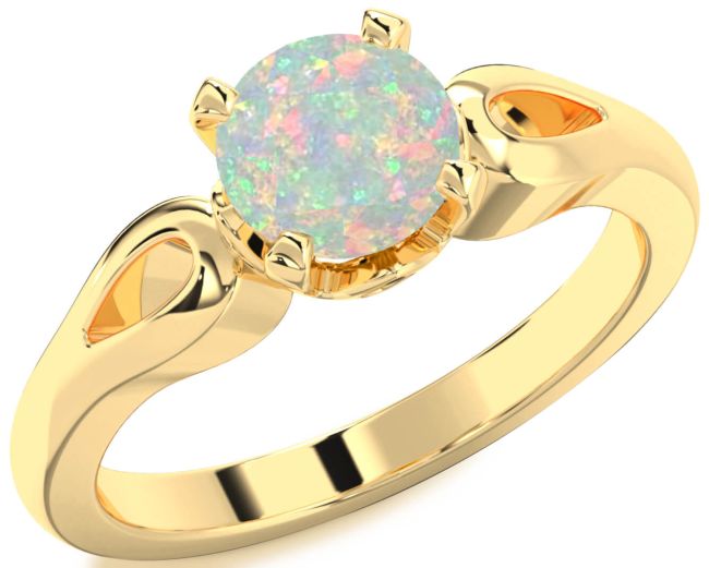 Opal Gold Round Solitaire Engagement Ring