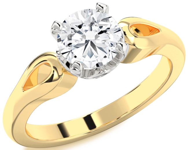Diamond White Yellow Gold Round Solitaire Engagement Ring