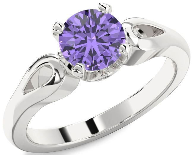 Alexandrite Silver Round Solitaire Engagement Ring