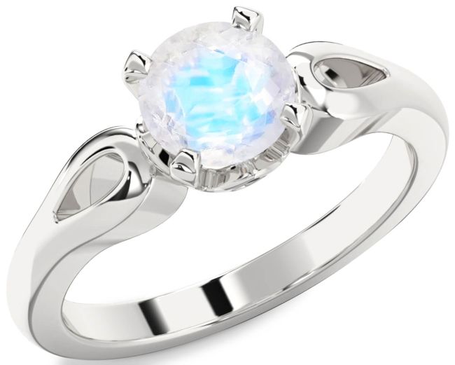Moonstone Silver Round Solitaire Engagement Ring