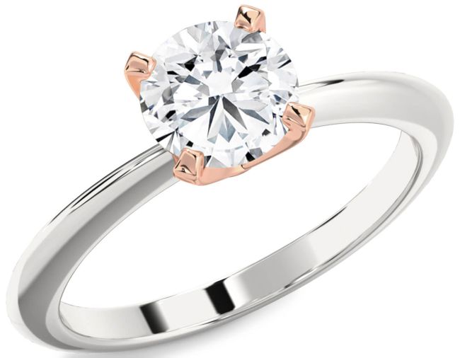 Diamond White Rose Gold Round Solitaire Engagement Ring