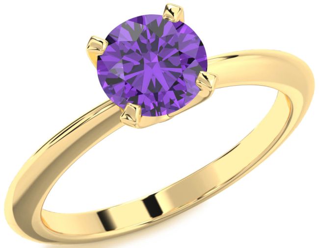Amethyst Gold Round Solitaire Engagement Ring