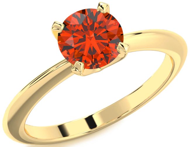 Fire Opal Gold Round Solitaire Engagement Ring
