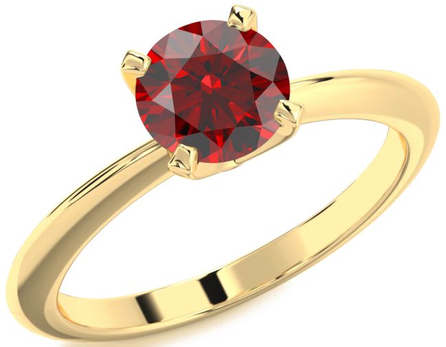 Garnet Gold Silver Round Solitaire Engagement Ring