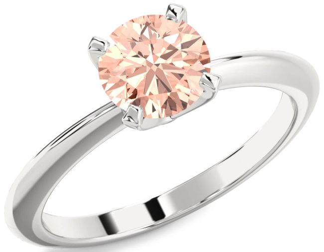 Morganite Silver Round Solitaire Engagement Ring