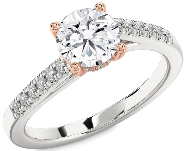Diamond White Rose Gold Round Solitaire Engagement Ring