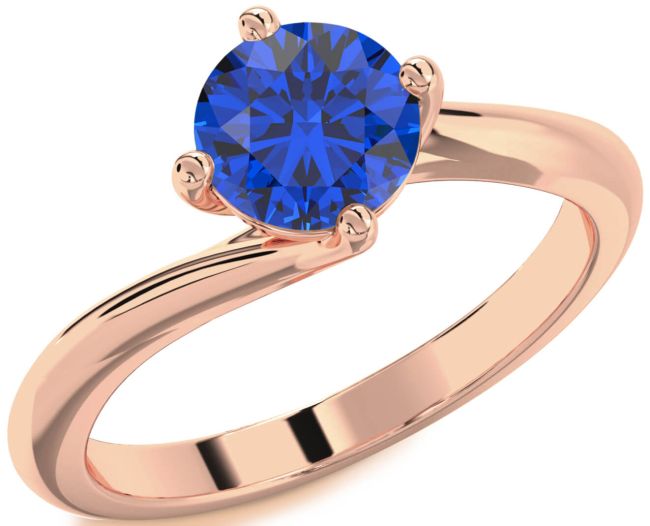 Blue Sapphire Rose Gold Round Solitaire Engagement Ring