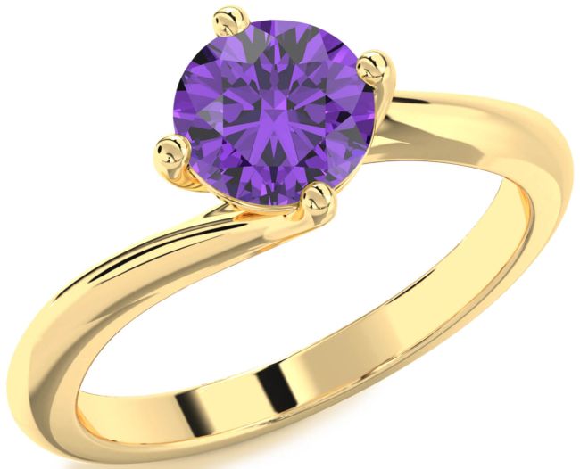 Amethyst Gold Round Solitaire Engagement Ring