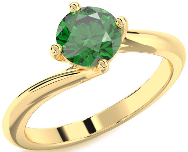 Emerald Gold Round Solitaire Engagement Ring