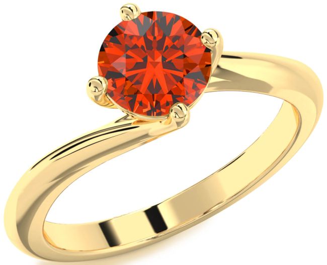 Fire Opal Gold Round Solitaire Engagement Ring