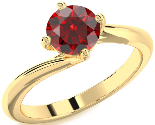 Garnet Gold Silver Round Solitaire Engagement Ring