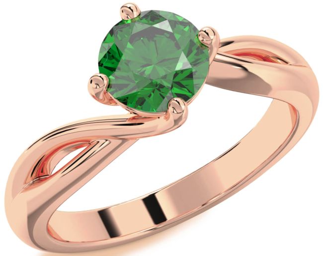 Emerald Rose Gold Round Solitaire Engagement Ring