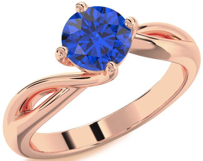 Blue Sapphire Rose Gold Round Solitaire Engagement Ring