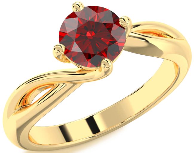 Garnet Gold Round Solitaire Engagement Ring