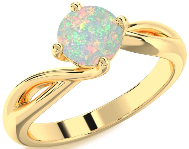 Opal Gold Round Solitaire Engagement Ring