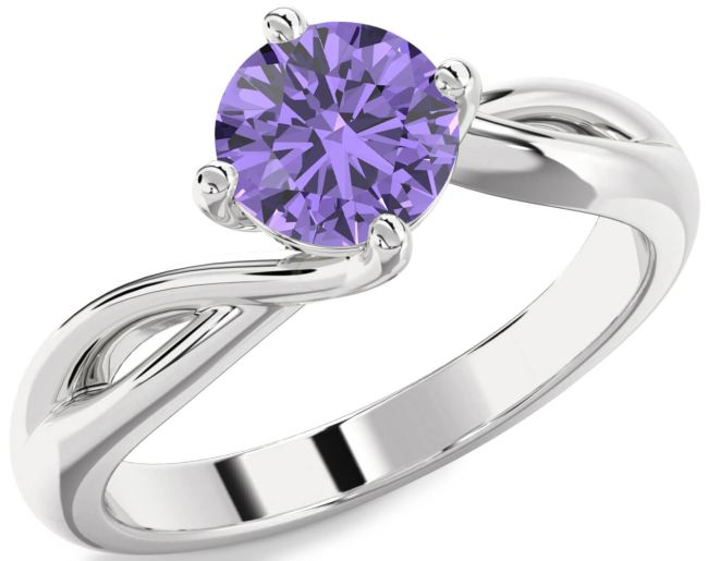 Alexandrite Silver Round Solitaire Engagement Ring