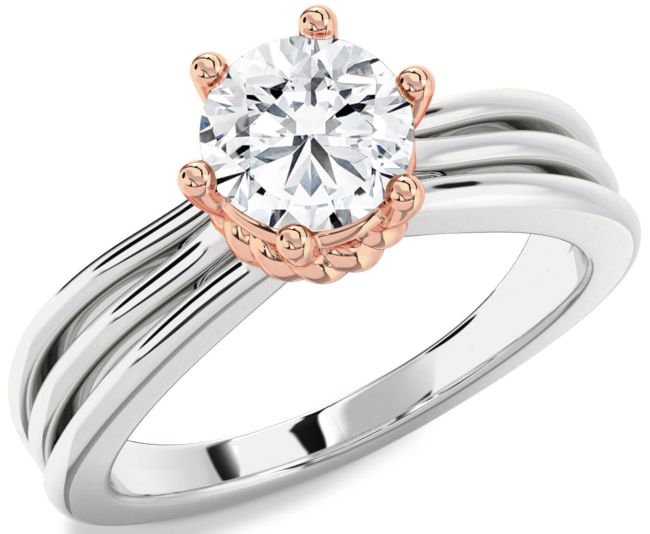 Diamond Platinum & Rose Gold Round Solitaire Engagement Ring