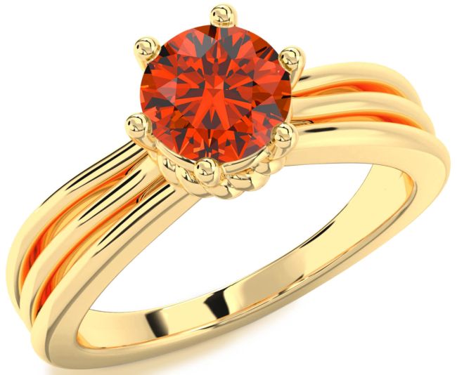Fire Opal Gold Round Solitaire Engagement Ring
