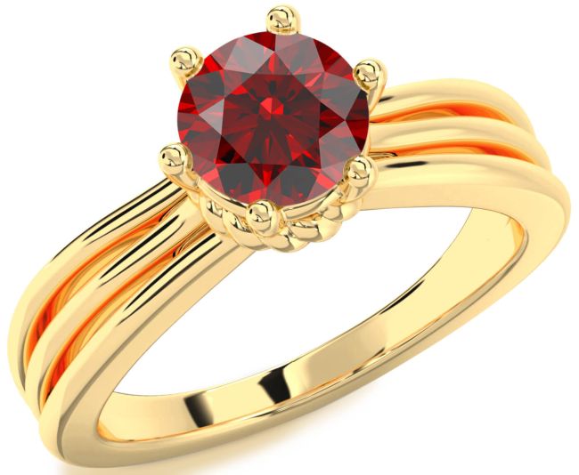 Garnet Gold Round Solitaire Engagement Ring