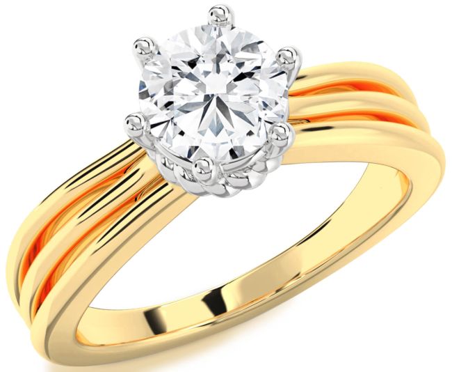Diamond White Yellow Gold Round Solitaire Engagement Ring
