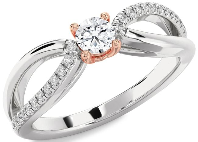 Diamond Platinum & Rose Gold Round Promise Ring