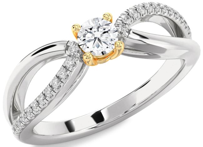 Diamond Platinum & Yellow Gold Round Promise Ring