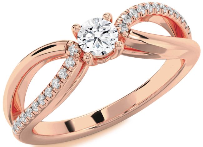 Diamond Rose Gold Silver Round Promise Ring