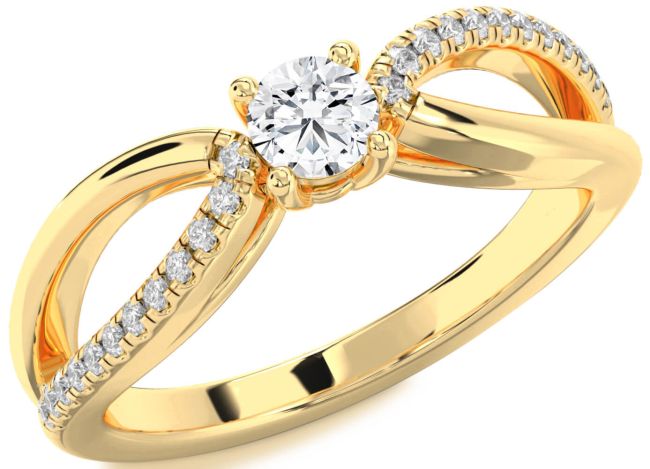 Diamond Gold Silver Round Promise Ring