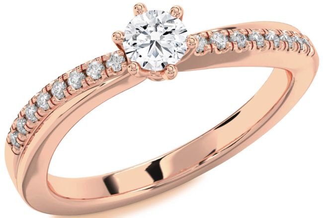 Diamond Rose Gold Round Promise Ring