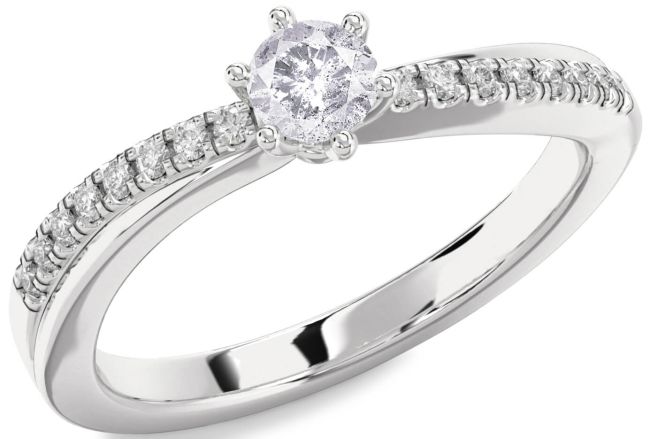 Salt & Pepper Diamond Silver Round Promise Ring