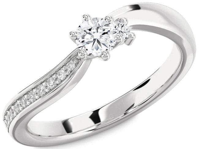 Diamond White Gold Round Pave Promise Ring
