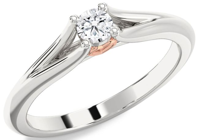 Diamond Platinum & Rose Gold Round Promise Ring