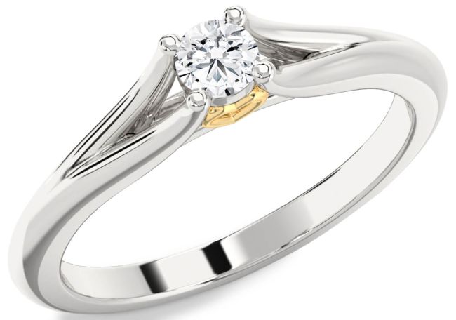 Diamond Silver & 10K gold Round Promise Ring