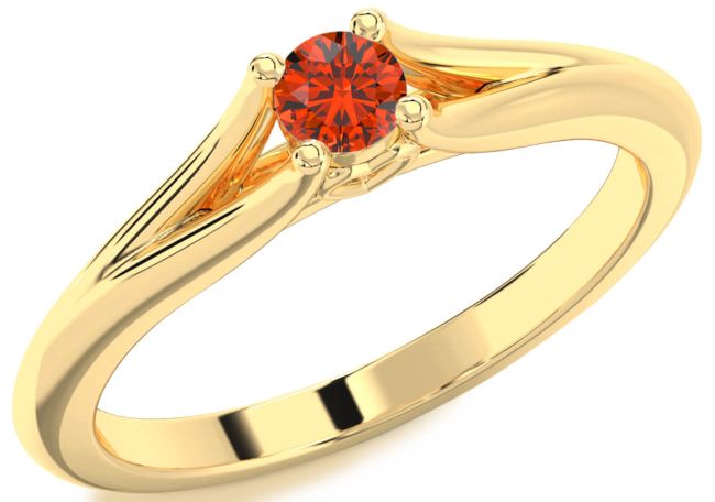 Fire Opal Gold Round Promise Ring