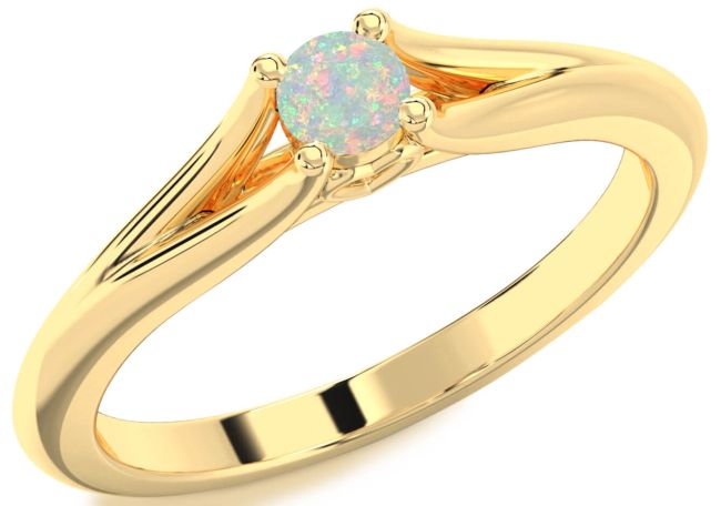 Opal Gold Round Promise Ring